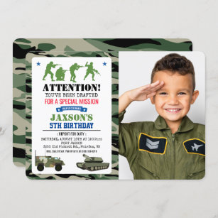 ANY AGE - Military Birthday Photo Invitation