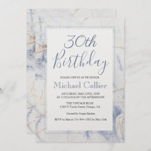 ANY AGE - Modern Marble Birthday Invitation