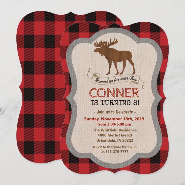 ANY AGE - Moose Boy Birthday Invitation (Front/Back)