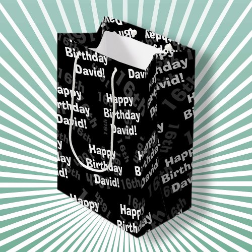 Any age  name personalized happy birthday medium gift bag