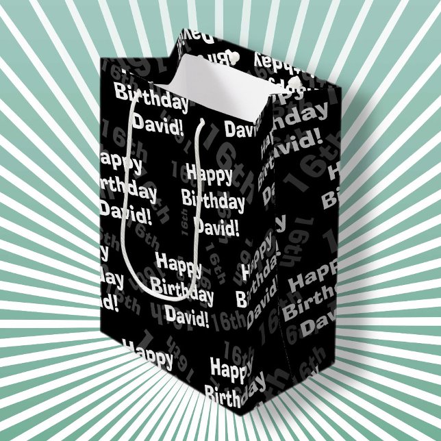 Any age & name personalized happy birthday medium gift bag (Creator Uploaded)