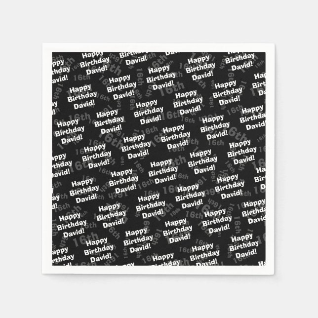 Any age & name personalized happy birthday napkins (Front)