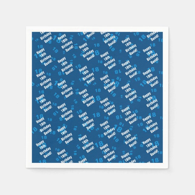 Any age & name personalized happy birthday napkins (Front)