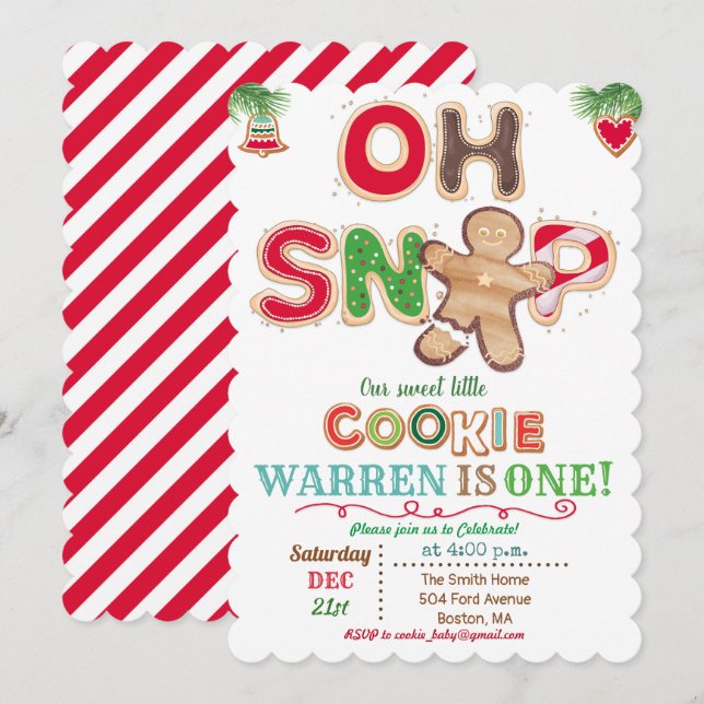 ANY AGE - Oh Snap Gingerbread Birthday Invitation (Front/Back)