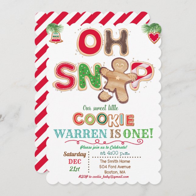 ANY AGE - Oh Snap Gingerbread Birthday Invitation (Front/Back)