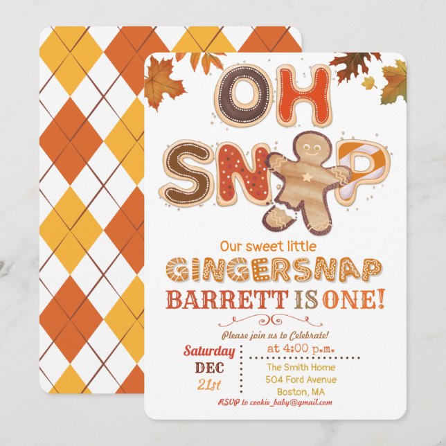 ANY AGE - Oh Snap Gingerbread Birthday Invitation (Front/Back)