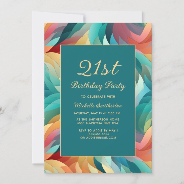 Any Age Orange Teal Abstract Invitation (Front)