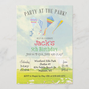 ANY AGE Party at the Park Kite Birthday Invitation