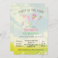 ANY AGE Party at the Park Kite Birthday Invitation