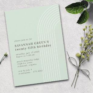 Any Age Pastel Mint Green Minimalist Birthday Invitation