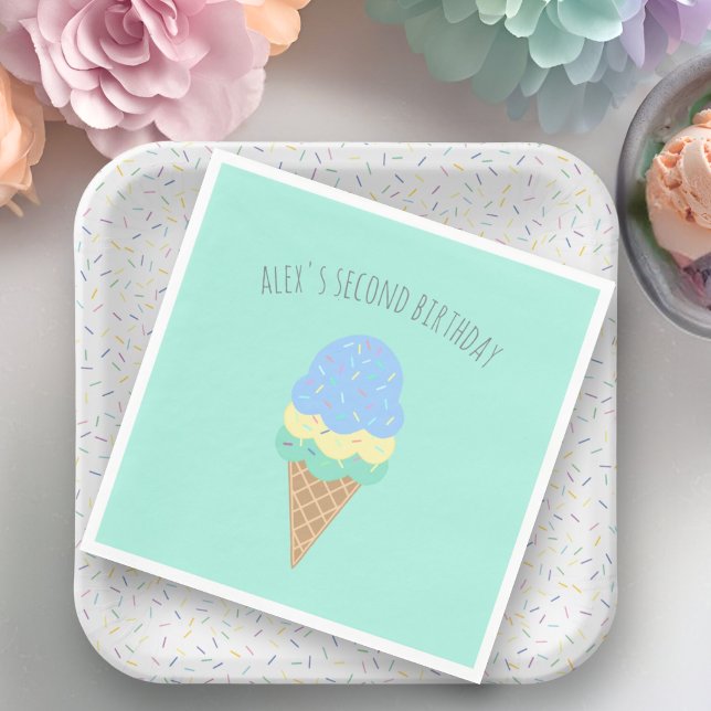 Any age personalized ice cream birthday napkins (Creator Uploaded)
