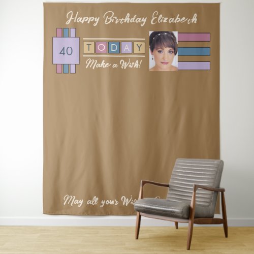 Any age photo brown birthday party backdrop