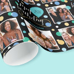 Any Age Photo Collage Birthday Balloon Green Wrapping Paper<br><div class="desc">Make your birthday gift extra special with a personalized celebration gift wrap! This stylish template is customized with the recipient's name and age, and showcases three of your favorite photos. A seamless pattern featuring circle shapes, balloons and an elegant script font. Custom wrapping paper is an excellent way to make...</div>