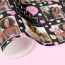 Any Age Photo Collage Birthday Balloon Pink Wrapping Paper