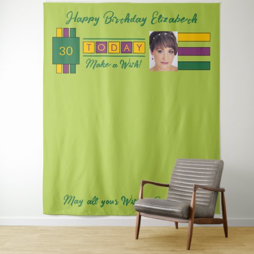 Any age photo green birthday party backdrop