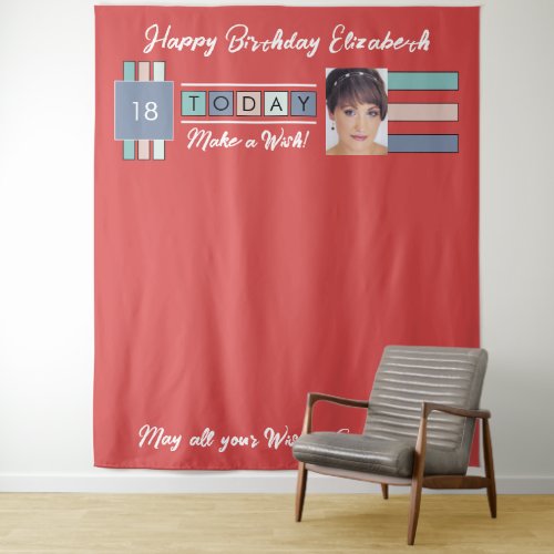 Any age photo red birthday party backdrop