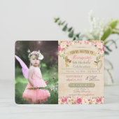 ANY AGE - Photo Vintage Fairy Birthday Invitation (Standing Front)