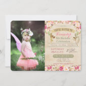 ANY AGE - Photo Vintage Fairy Birthday Invitation (Front)