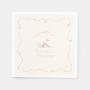 Any age pilates and prosecco birthday napkins