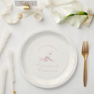 Any age pilates and prosecco birthday paper plates