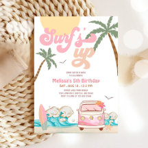 ANY AGE Pink Surf's Up Invite Surfing Birthday