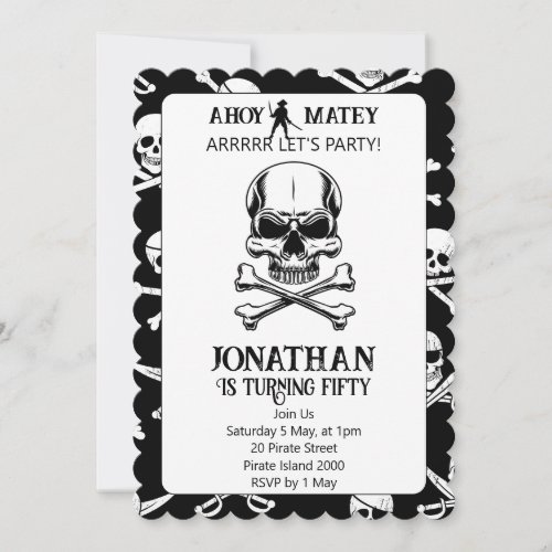 Any Age Pirate Themed Birthday Invitation