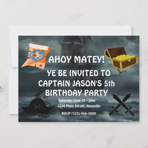 Any age Pirate Themed Birthday Invitation