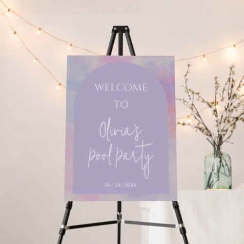 Any age pool party birthday welcome sign