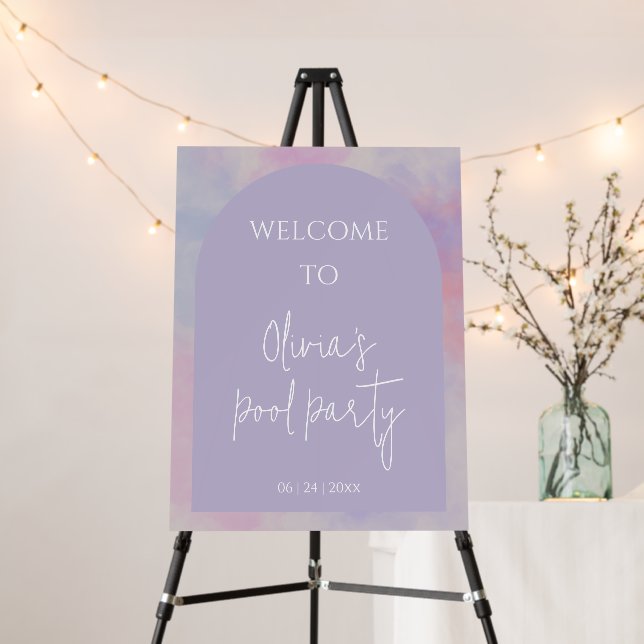 Any age pool party birthday welcome sign (In Situ (Stand))