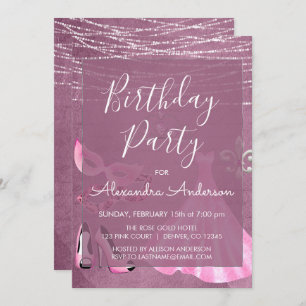 Any Age Purple Masquerade Birthday Party Invitation