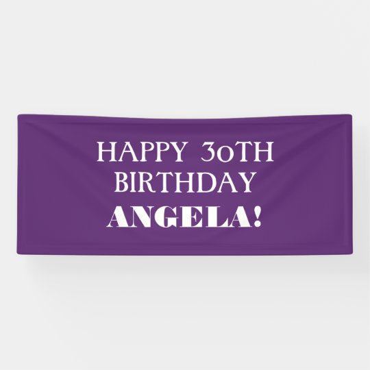 any age purple white custom happy birthday banner custom happy birthday banners