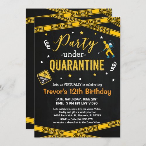 ANY AGE Quarantine Birthday Party Virtual Birthday Invitation
