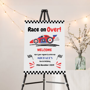 Any Age Race on Over Vintage Red Blue Race Car Foam Board