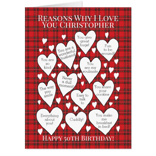 ANY AGE Reasons Why Tartan Plaid Oversized Card (Front)