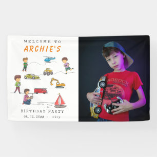 Any Age Remote Control RC Car Motor Kids Birthday Banner