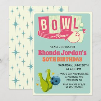 ANY AGE - Retro Bowling Birthday Invitation