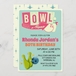 ANY AGE - Retro Bowling Birthday Invitation