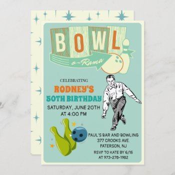 Any Age - Retro Bowling Birthday Invitation by PaperandPomp at Zazzle