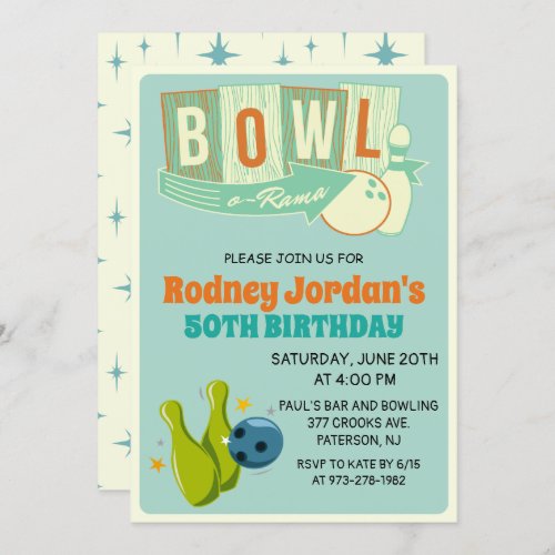 ANY AGE _ Retro Bowling Birthday Invitation