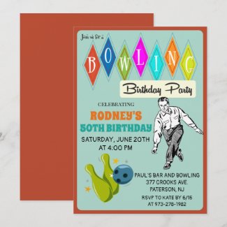 ANY AGE - Retro Bowling Birthday Invitation