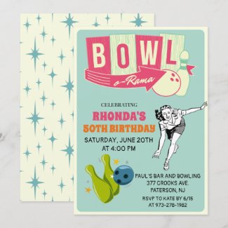 ANY AGE - Retro Bowling Birthday Invitation