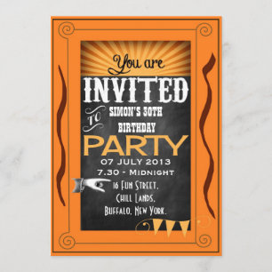 ANY AGE Retro Chalkboard Birthday Party Invitation