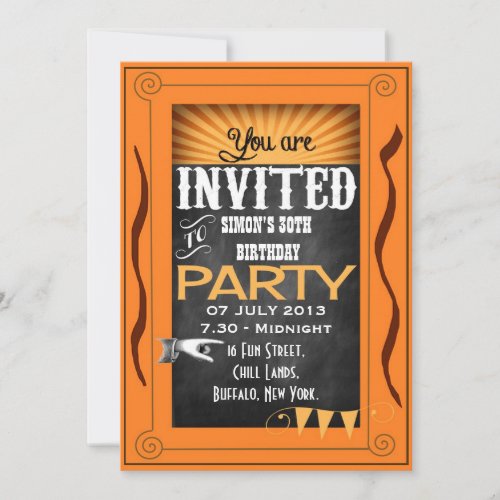 ANY AGE Retro Chalkboard Birthday Party Invitation