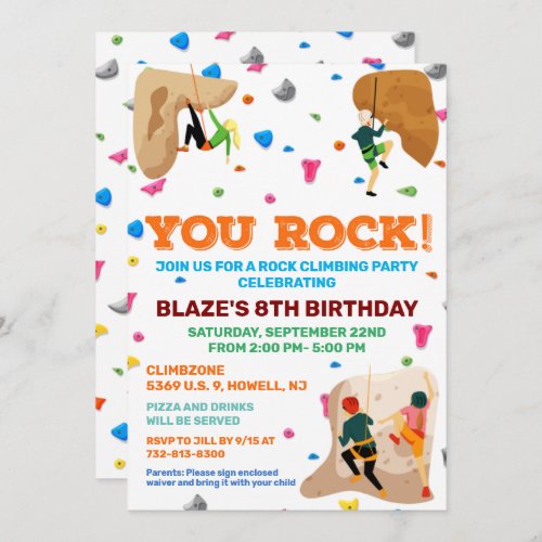 ANY AGE _ Rock Climbing Birthday Invitation