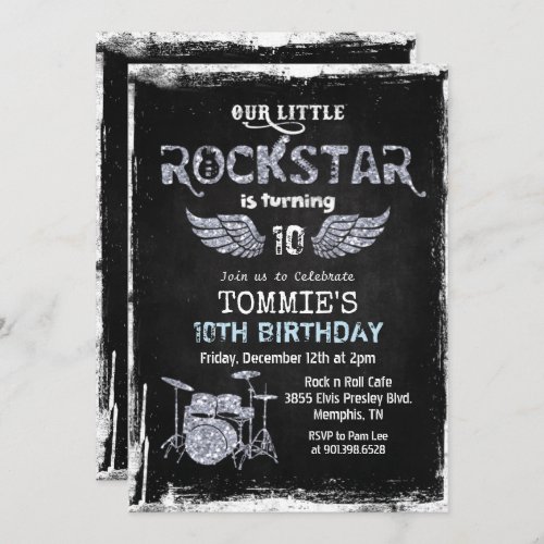 ANY AGE _ Rockstar Drum Set Birthday Invitation