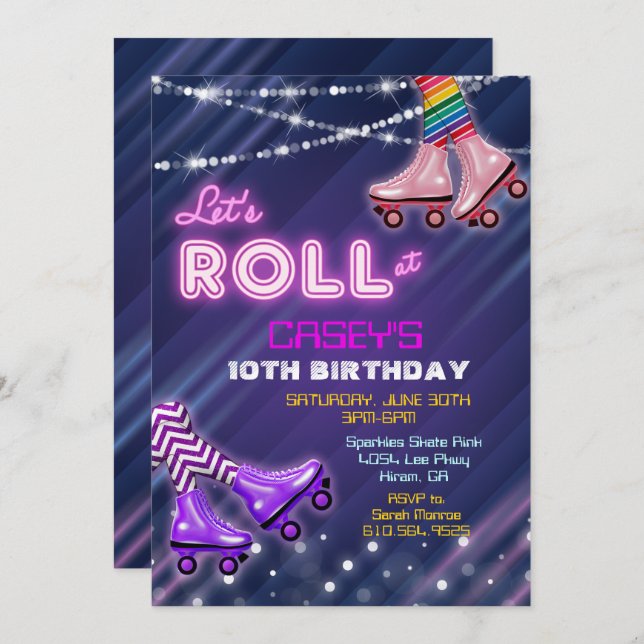 ANY AGE - Roller Skate Birthday Invitation (Front/Back)