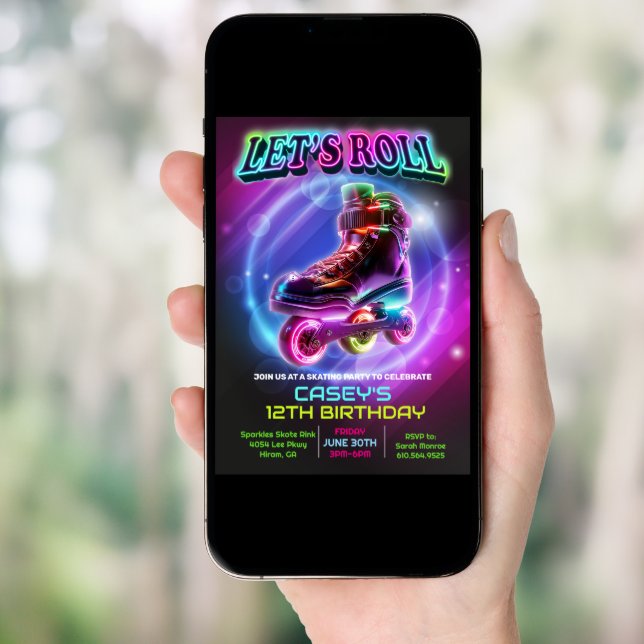 ANY AGE - Roller Skate Birthday Invitation (Front Digital)
