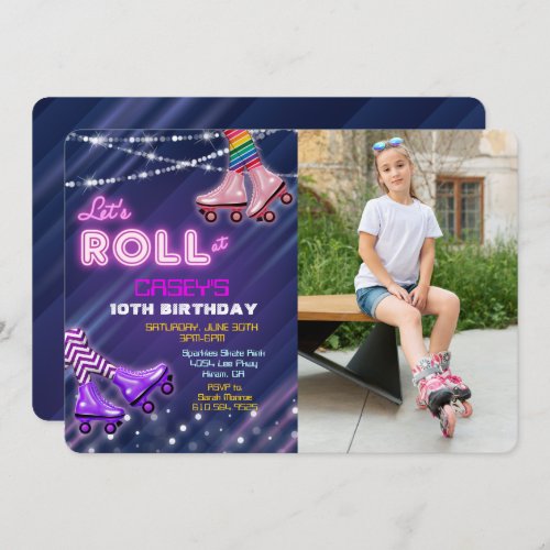 ANY AGE _ Roller Skate Birthday Photo Invitation