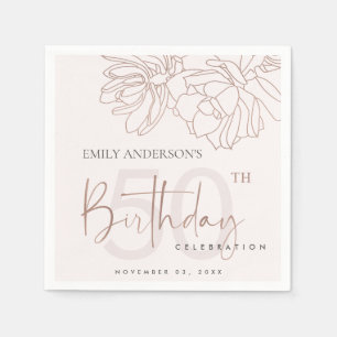 ANY AGE ROSE GOLD BLUSH PINK SUCCULENT BIRTHDAY NAPKINS