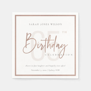 ANY AGE ROSE GOLD BLUSH PINK TYPOGRAPHY BIRTHDAY NAPKINS